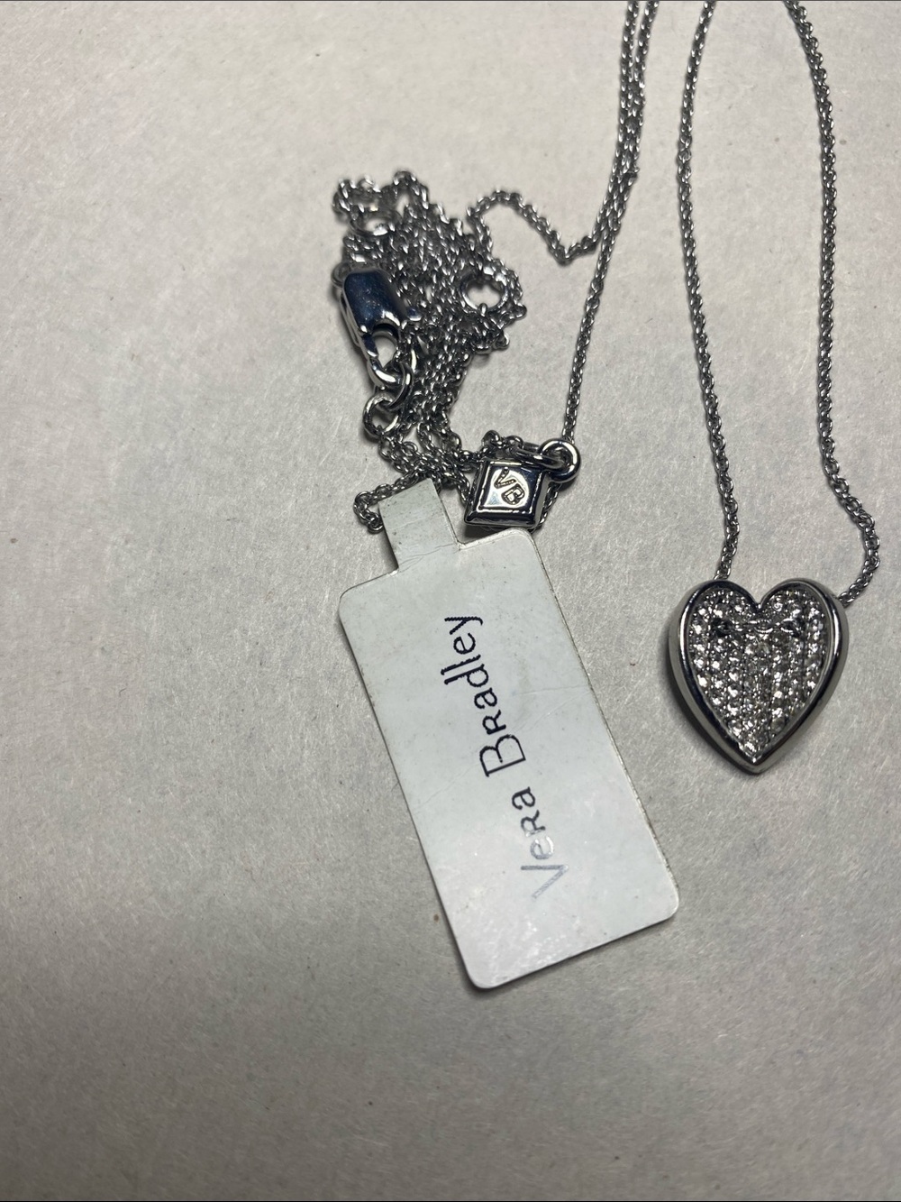 Vera Bradley Silver Tone Bent Folded Heart Pendant Necklace - Picture 2 of 5